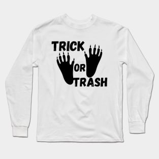 TRICK OR TRASH Raccoon Footprint Long Sleeve T-Shirt